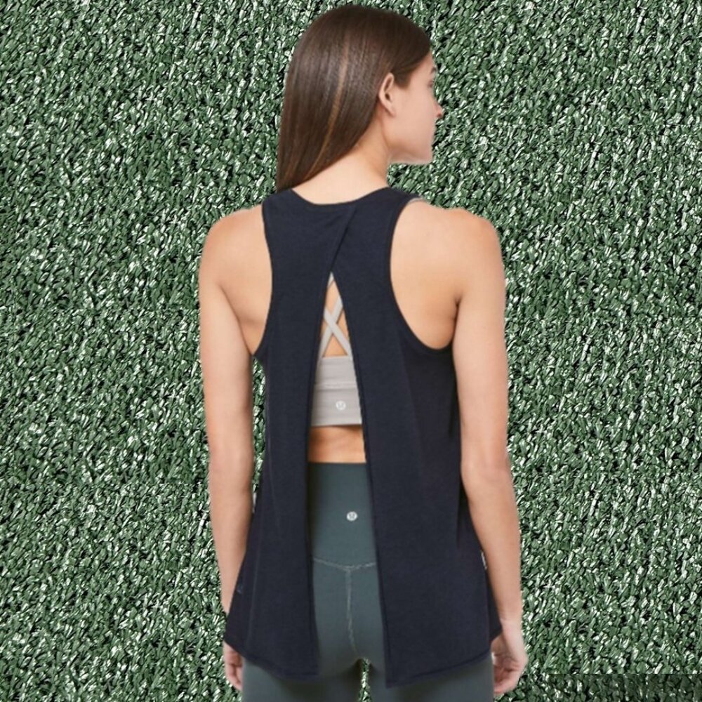 Lululemon All Tied Up Tank Top Tencel Midnight Navy Women’s Size 4 Open Back